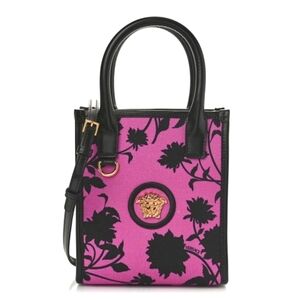 Versace La Medusa Pink and Black Mini Tote Bag w/ Crossbody Strap